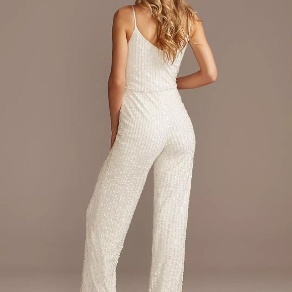 DB STUDIO Spaghetti Strap Sequin Blouson Jumpsuit Woman's Size 2 - Picture 2 of 16